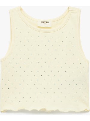 Koton Kolsuz Bisiklet Yaka  Taş Detaylı Pamuklu Atlet