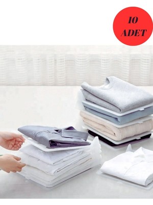 Pazarika 10 Adet Plastik T-Shirt Düzenleyici, Gömlek,elbise,dolap Organizer