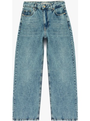 Koton Normal Bel Düz Paça Pamuklu Rahat Kalıp Baggy Jean Pantolon - Baggy Jeans