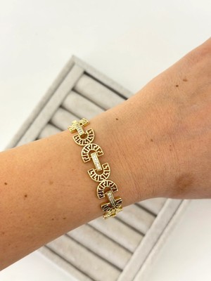 14K Özel Seri Motifli Taş Detaylı Bileklik