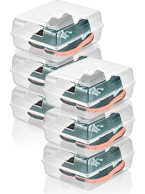 6 Lı Bebek ve Çocuk Ayakkabısı Saklama Kutusu – Kapaklı, Şeffaf, Istiflenebilir Düzenleyici