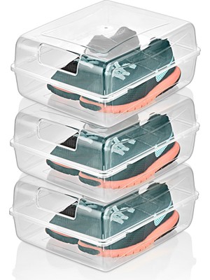 3 Lü Bebek ve Çocuk Ayakkabısı Saklama Kutusu – Kapaklı, Şeffaf, Istiflenebilir Düzenleyici