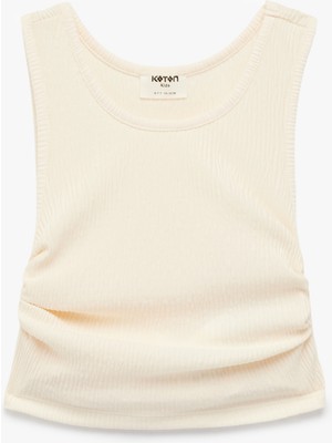 Koton Büzgülü Kolsuz Bisiklet Yaka Crop Bluz