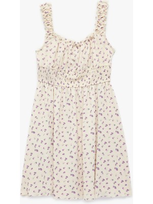 Koton Gipeli I Kare Yaka Çiçekli Askılı Elbise