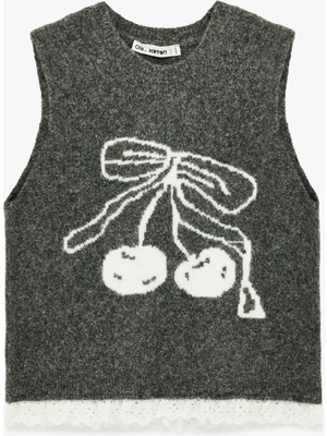 Koton Kolsuz Bisiklet Yaka Koyun Yünü Karışımlı Kiraz Desenli Triko Süveter