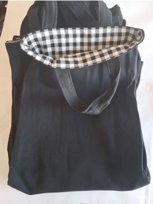 Buypass Baskısız Pötikare Astarlı Siyah Çanta 40X45