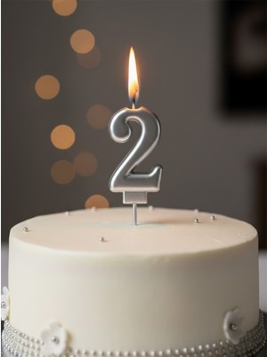 Parti Adresi Rakam Mum Gümüş No:2