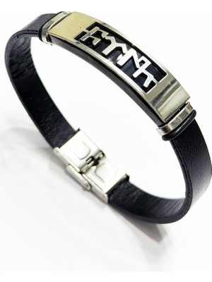 Takı Dükkanı Göktürkçe Türk Yazılı Slikon Deri Kordonlu Erkek Çelik Bileklik SCB89