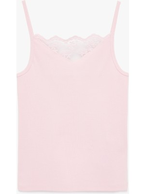 Koton Pamuklu Ip Askılı Dantel Detaylı Slim Fit Kolsuz Atlet