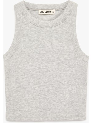 Koton Slim Fit Kolsuz Halter Yaka Bluz