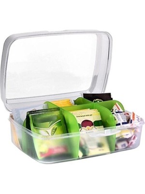 Pazarika Çay Kutusu 6 Bölmeli Kapaklı Poşet Bitki Çayı Saklama Kabı