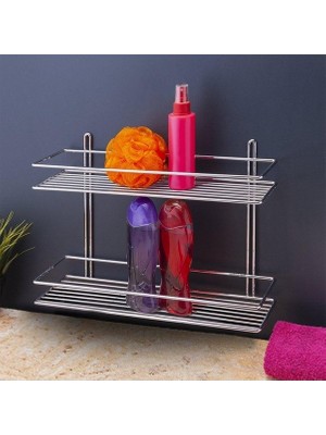 Banyo Köşe Rafı Paslanmaz 2 Katlı Krom Kaplama