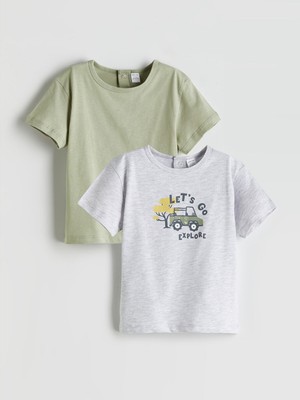 Lc Waikiki Yeni Sezon Baskılı Pamuklu Erkek Bebek Tişört 2'li