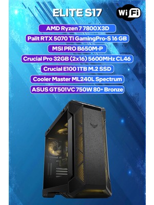 Game Garaj Elite S17 Amd Ryzen 7 7800X3D 32GB Ram 1tb SSD RTX5070TI 240MM Sıvı Soğutma Freedos Oyuncu Oem Paket