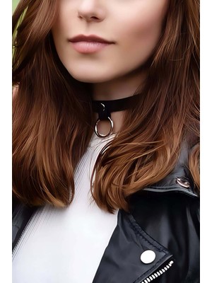 MOTTO10 Butik Ucu Halkalı Şık Deri Tasma Kolye - APFT253