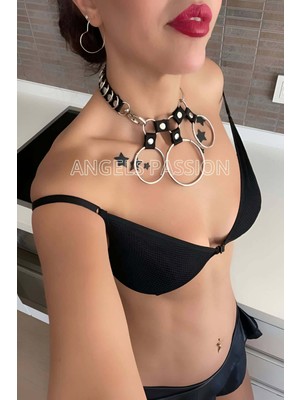 MOTTO10 Butik Lastik ve Halka Detaylı Seksi Choker