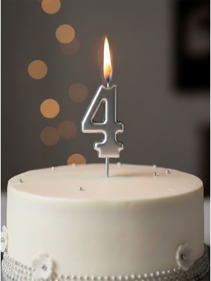 Parti Adresi Rakam Mum Gümüş No:4