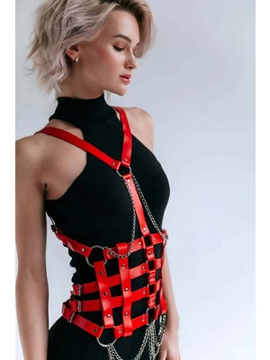 MOTTO10 Butik Elbise Üzeri Deri Kemer, Deri Elbise Kemeri, Deri Korse Harness - APFT1072