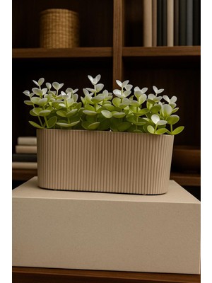 “dekoratif Arajmanlı Yatay Çizgili Saksı – Yapay Çiçek Vazo”