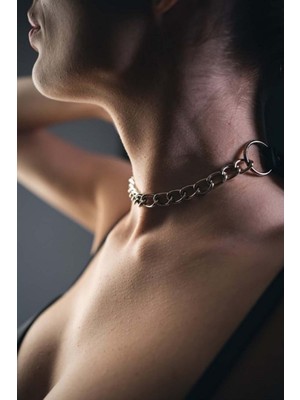 MOTTO10 Butik Zincir Detaylı Şık Deri Choker Tasma - APFT679