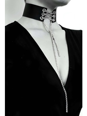 MOTTO10 Butik Deri Zincirli Şık Choker - APFT428
