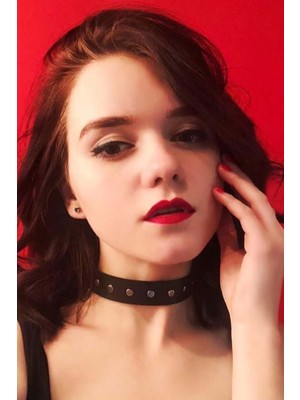 MOTTO10 Butik Perçin Detaylı Ayarlanabilir Şık Deri Choker - APFT670