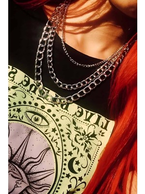 MOTTO10 Butik Arkadan Bağlamalı Şık Zincirli Choker Boyun Aksesuar - APFT674