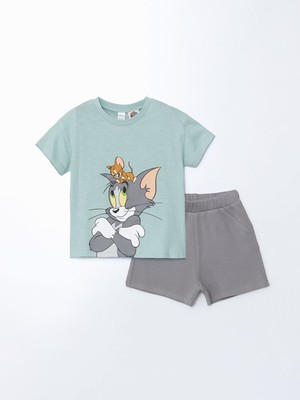 Lc Waikiki Yeni Sezon Tom ve Jerry Baskılı Erkek Bebek Tişört ve Şort 2'li