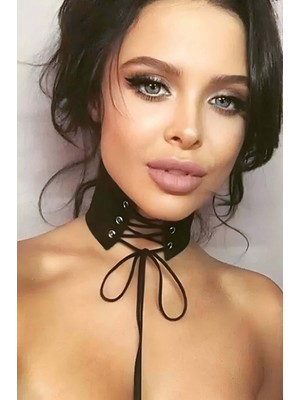 MOTTO10 Butik Bağlamalı Seksi Deri Choker - APFT405