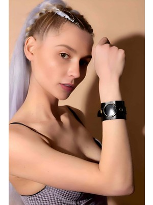 MOTTO10 Butik Deri Bileklik, Şık Tarz Halka Detaylı Deri Bileklik - APFT1228