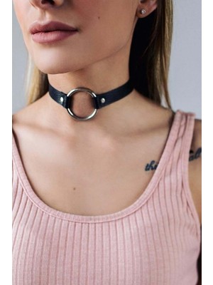 MOTTO10 Butik Halka Detaylı Ayarlanabilir Deri Zarif Choker - APFT686