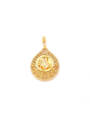 Ferizz Altın Kaplama Yıldızlı Zirkon Taşlı Tuğralı Kolye Ucu TGR-744