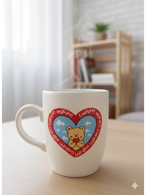 Palto Tasarım Canım Aşkım Krem Oval Kupa - Hediyelik Kupa Fincan Mug