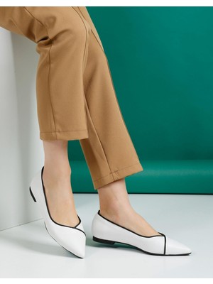 Emienza Dote Vegan Deri Biyeli Sivri Burun Bayan Babet