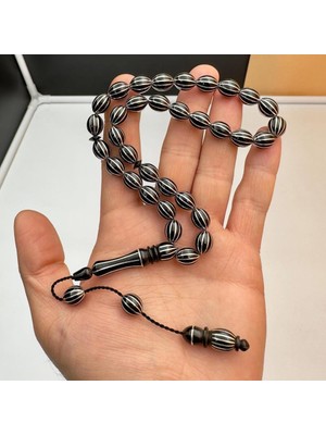 Tesbih Reyonu Karpuz Sistemli Işlemeli Oltu Taşı Tesbih