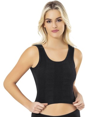 Ht Sağlık Penye Kaşkorse Çizgi Raporlu Pedli Crop Büstiyer