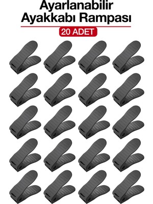 20 Adet Ayarlanabilir Ayakkabı Rampası – Dolap Içi Ayakkabı Düzenleyici Organizer