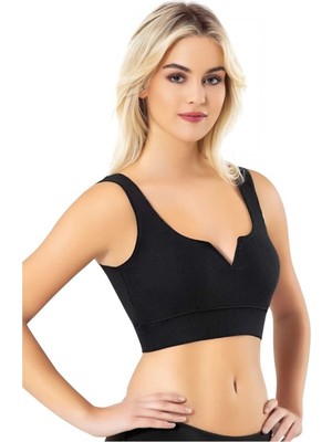 Ht Sağlık Kalın Askılı Kaskorse V Kesim Detaylı Pedli Büstiyer Crop