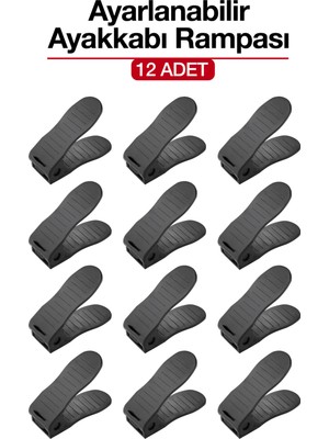12 Adet Ayarlanabilir Ayakkabı Rampası – Dolap Içi Ayakkabı Düzenleyici Organizer