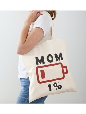 Giftora Anne Şarjı Bitmiş Tasarımlı Ham Bez Omuz Çantası