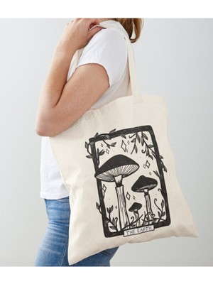 Giftora Mushroom Tasarımlı Ham Bez Omuz