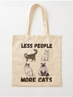 Giftora Less People More Cats Ham Bez Omuz Çantası