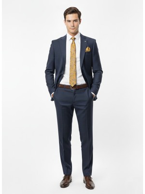 Presto Erkek 4 Drop Regülar Ekose Takım Elbise Lacivert 480-200