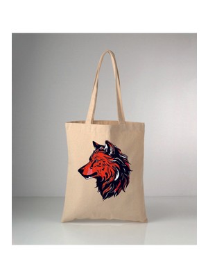 Giftora Kurt Baskılı Ham Bez Omuz Çantası 35X40 cm