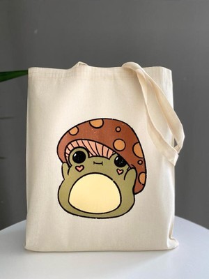 Giftora Sevimli Mantar Baskılı Bez Çanta