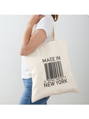 Giftora Made In New York Baskılı Ham Bez Omuz