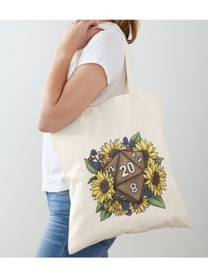 Giftora Ayçiçeği Küp Tasarım Ham Bez Omuz