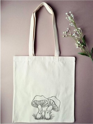 Giftora Minimal Mantar Tasarımlı Ham Bez