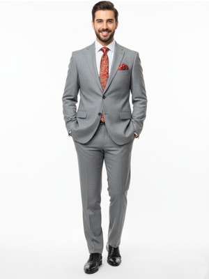 Presto Erkek 4 Drop Regülar Takım Elbise Füme 474-075