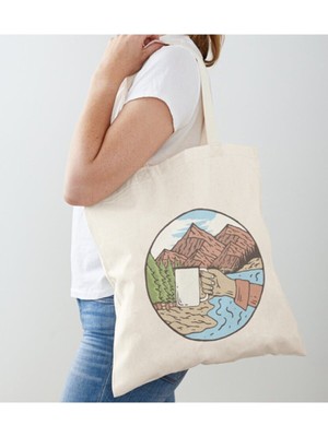 Giftora Kamp Doğa Tasarımlı Ham Bez Omuz